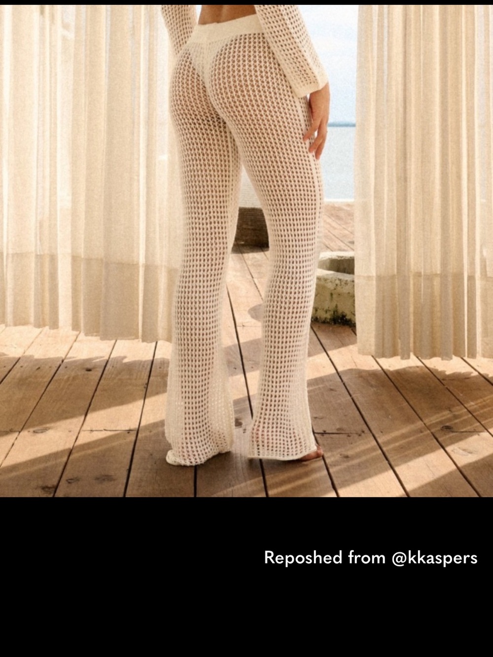 Women’s White Crochet Swim Coverup Pants